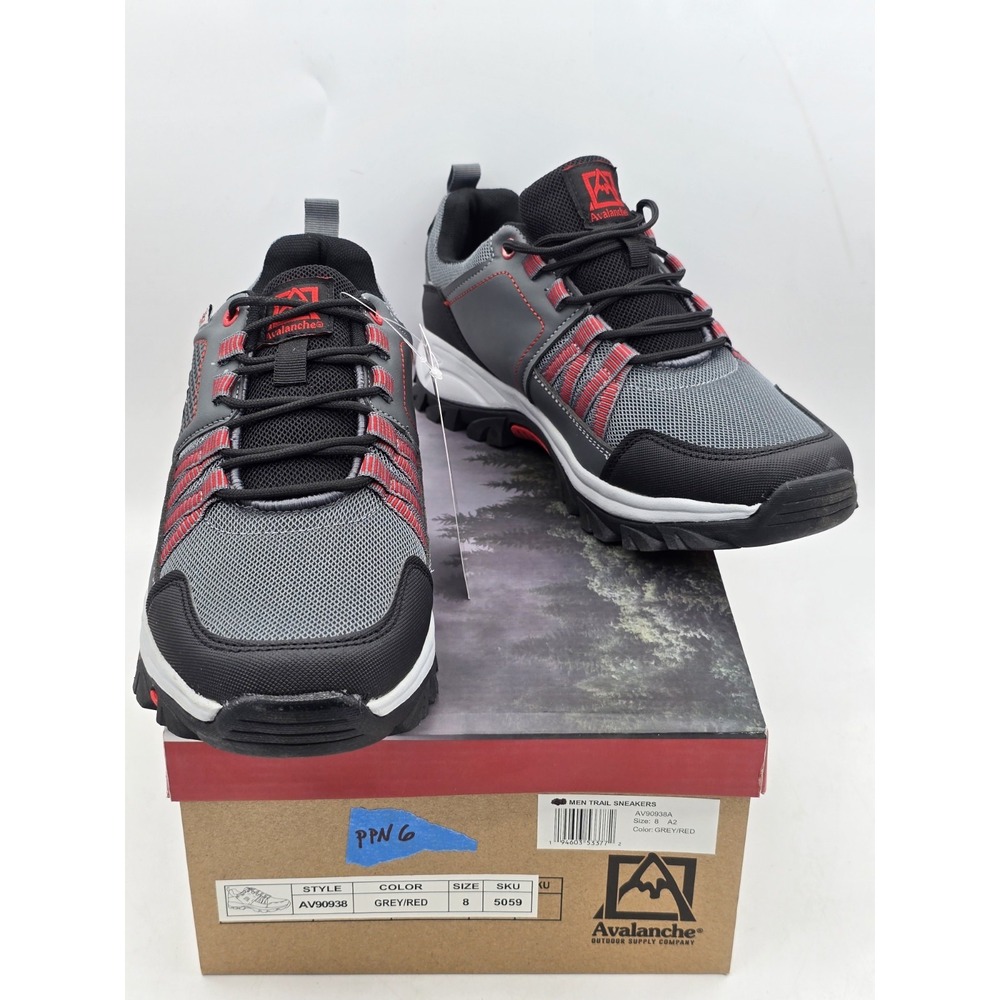 Avalanche Hiking Trail Shoes Size‎ 8 Mens Lace Up Lies AV90938 Grey Red